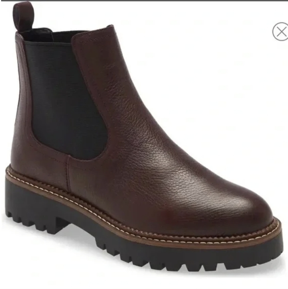 Caslon Women's Dark Brown Leather Chelsea Lug Boots